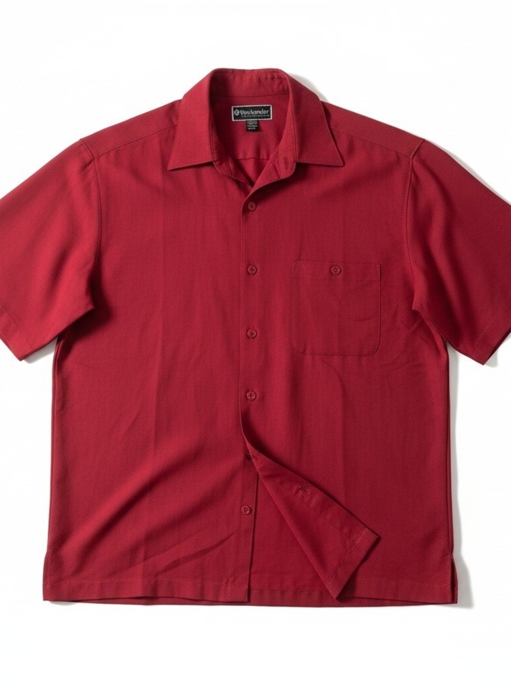 Haggar Men’s Short Sleeve Button-Down Shirt in Rich Burgundy Size Medium